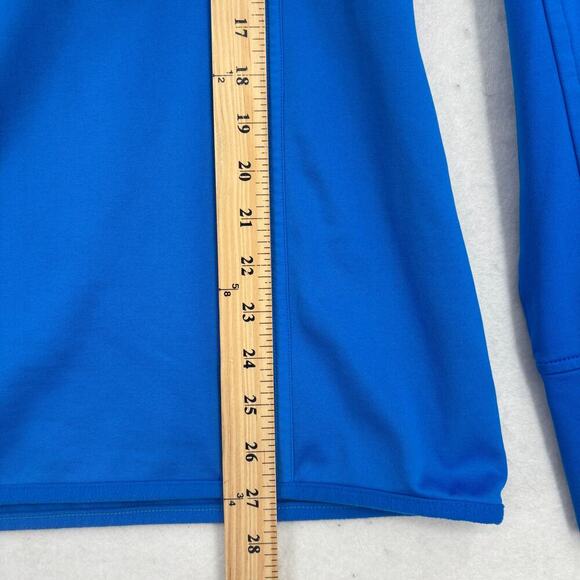 Athleta Sweatshirt Size M Blue Hooded Fleece Lined Hoodie Thumbholes Mock Neck - Picture 10 of 12